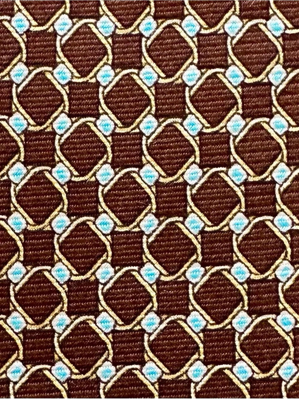 Luigi Borrelli Men's Brown Geometric Print Hand Made Silk Tie
